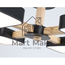 Светильник Ambrella light FL4880/4 BK/WD черный/дерево 72W 3000-6000K D610*160 (без ПДУ)