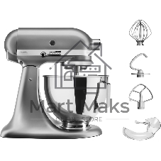 Миксер KitchenAid 5KSM95PSECU серебристый, стационарный, 250 Вт, 4.3 л, 10 скоростей