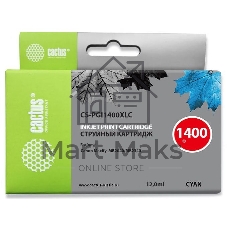 Картридж струйный Cactus CS-PGI1400XLC голубой пигментный (12 мл) для Canon MB2050/MB2350/MB2040/MB2340
