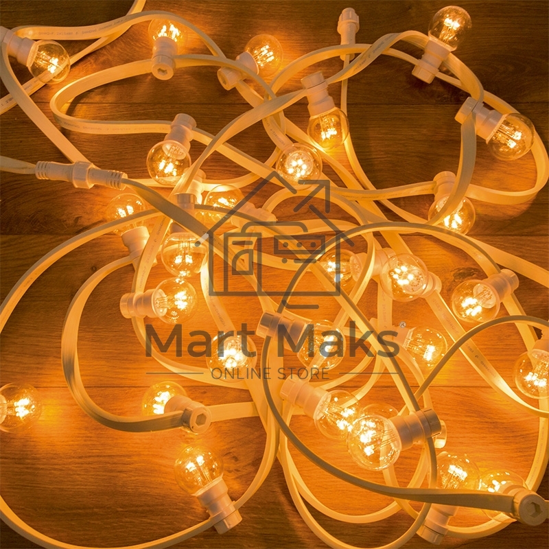 Гирлянда LED Galaxy Bulb String 10м, белый КАУЧУК, 30 ламп*6 LED ТЕПЛЫЙ БЕЛЫЙ, влагостойкая IP65
