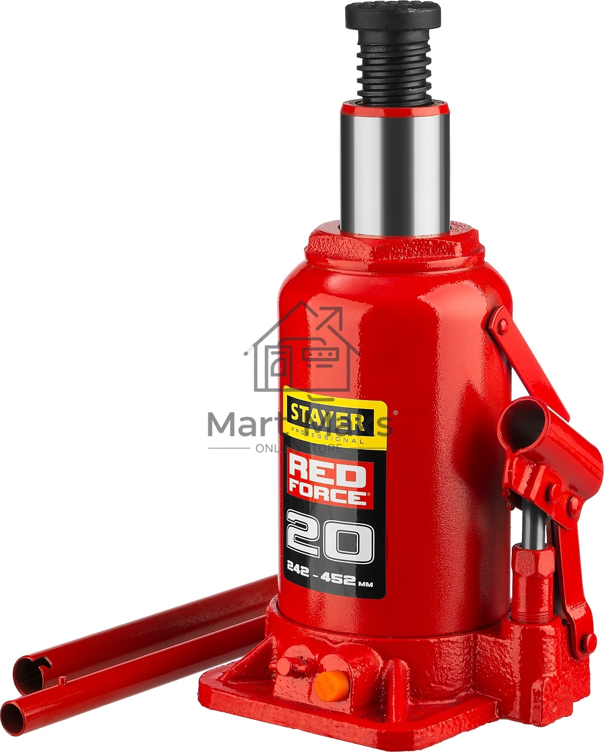 Домкрат STAYER 43160-20_z01 гидравлический бутылочный red force 20т 242-452мм