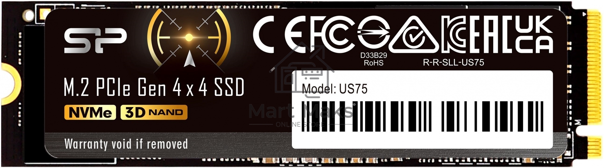 Накопитель SSD Silicon Power US75, 1000GB, M.2 2280, PCIe 4.0 x4, NVMe, R/W 7000/6000