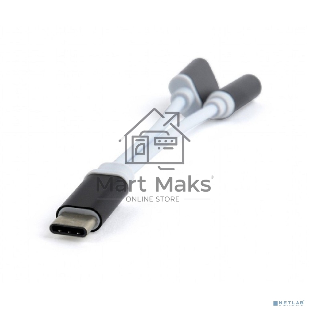 Переходник Cablexpert USB Type-C/Jack3.5 F+ Type-C F, черный, пакет (CCA-UC3.5F-02)