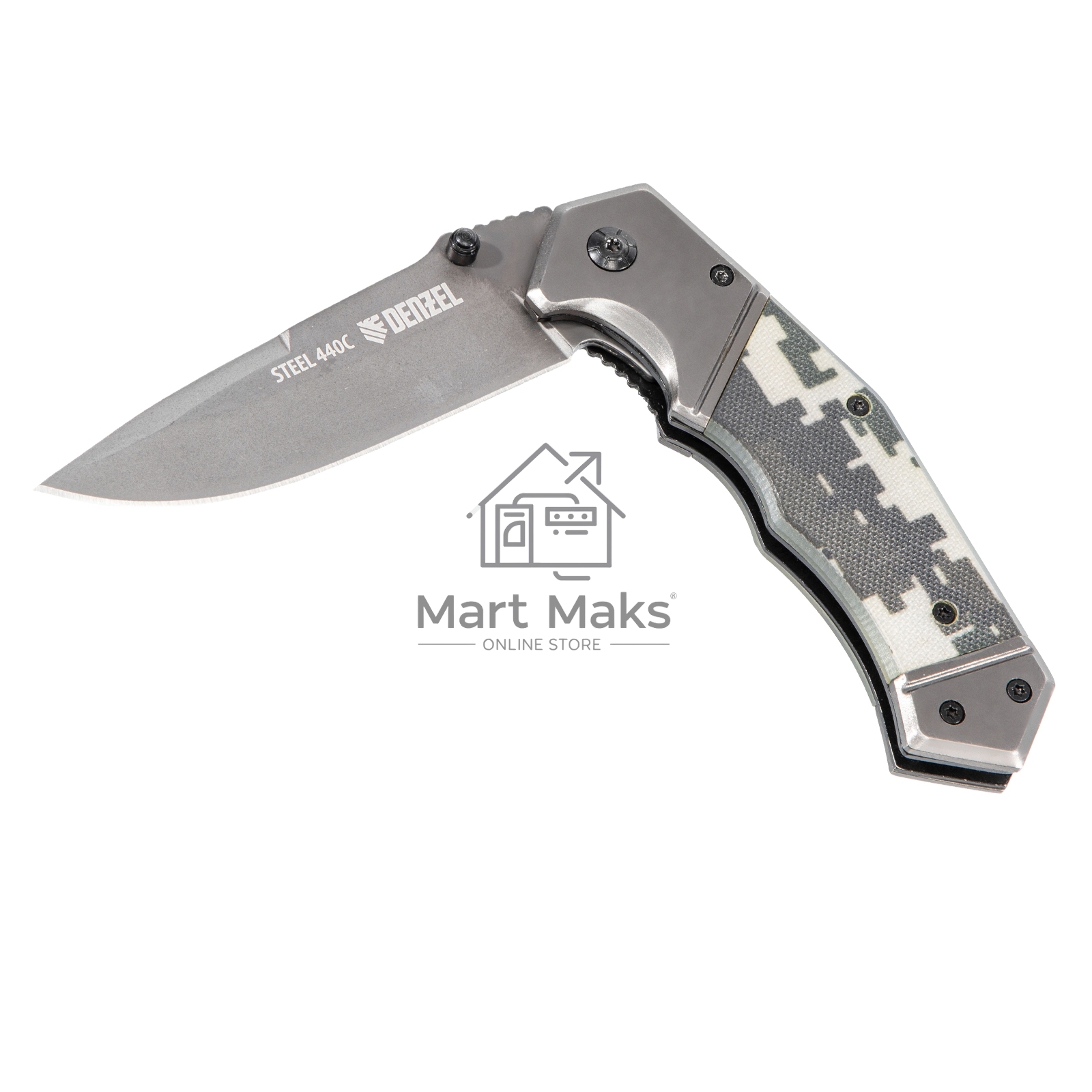 Нож складной Denzel, многоцелевой, системы Liner-Lock, с накладкой G10 на эргономичной рукоятке 79209