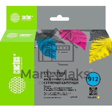 Картридж струйный Cactus CS-3YL79AE 912 желтый (5 мл) для HP OfficeJet 8010/8012/8013/8014/8015/8020/8025