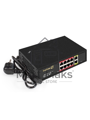Коммутатор неуправляемый ExeGate EDGS-1010D.8PoE-120W (10-портовый гигабитный UTP 10/100/1000 Base-T: 8 портов IEEE 802.3af (PoE), мощность PoE: 15,4W, суммарно 120W, 2 порта RJ45 uplink, настенный/настольный, металлический корпус)