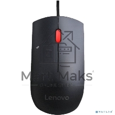 Мышь проводная Lenovo Essential черный, 1600 dpi, USB, кнопки - 3