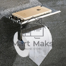 Держатель для туалетной бумаги Potato Brave P250 с подставкой для телефона, нержавеющая сталь, гляне