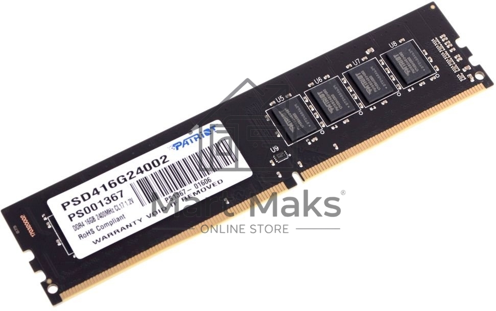 Оперативная память Patriot Signature, DDR4, 16GB (1x16 GB), 2400 MHz, CL17, DIMM