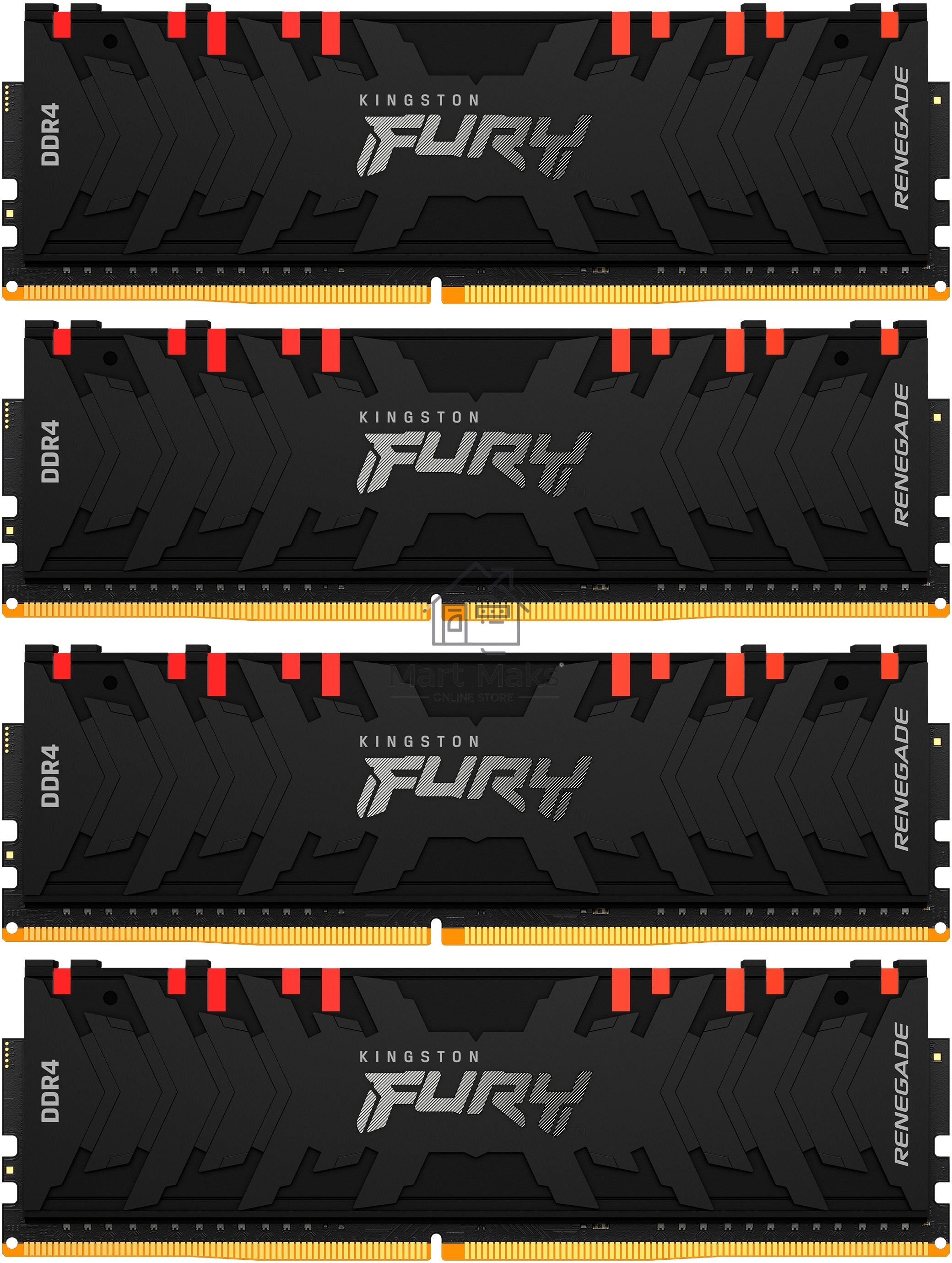 Оперативная память Kingston Fury Renegade, DDR4, 16GB (2x8GB), 3600MHz, CL16, DIMM, с радиаторами, RGB, черный