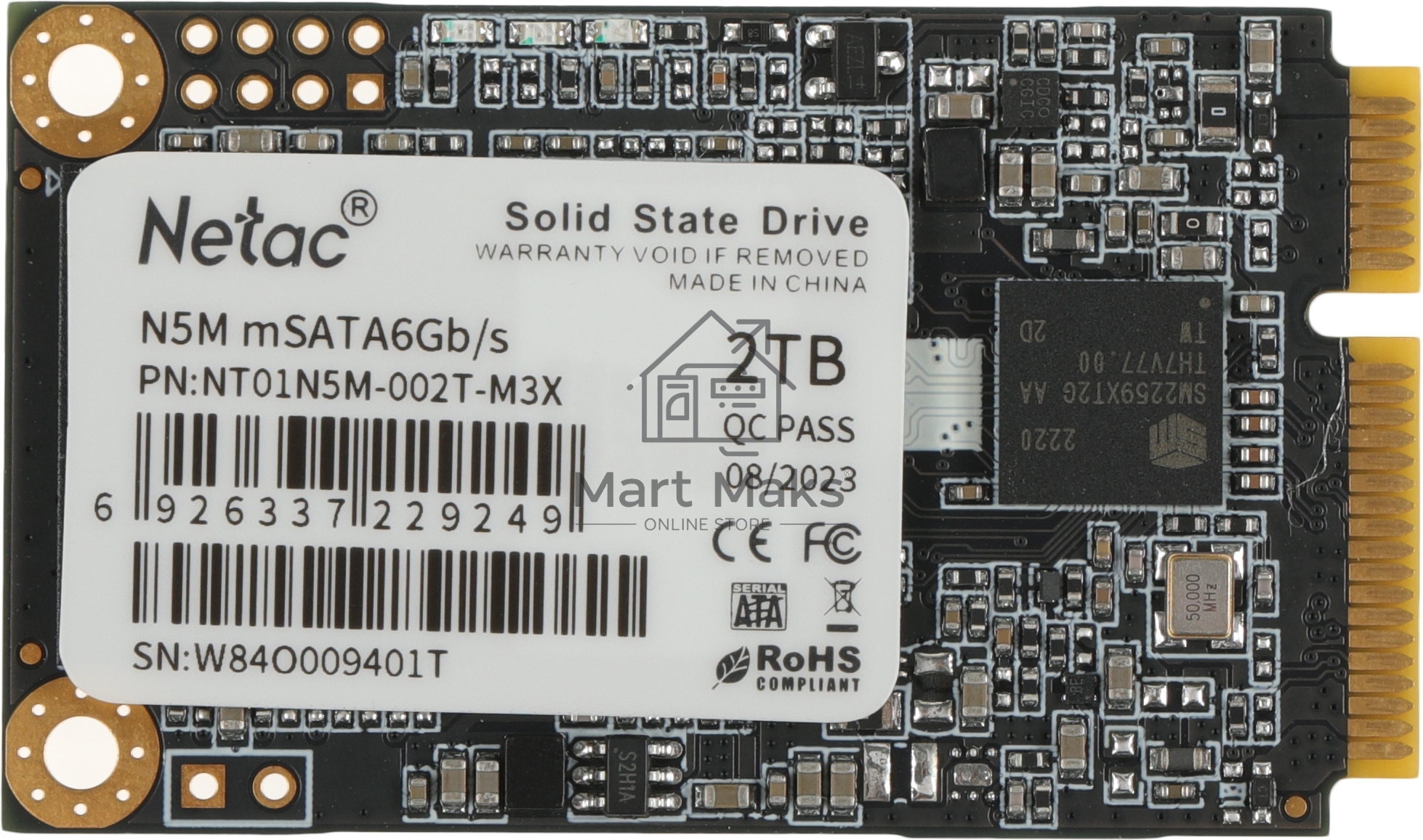 Накопитель SSD Netac N5M, 2048GB, mSATA, R/W 545/500