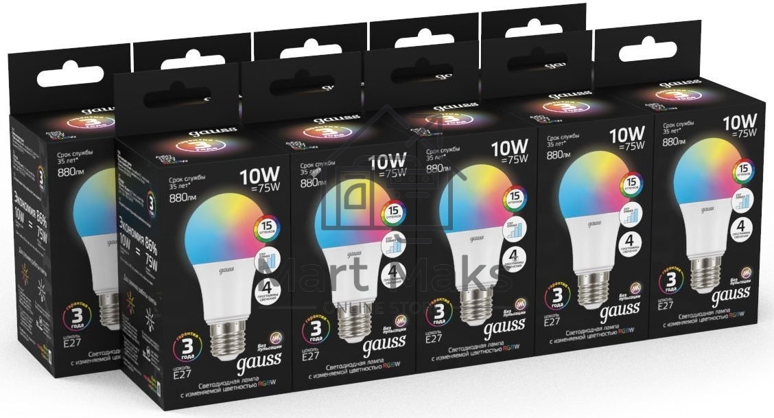 Лампа A60 10W E27 RGBW димирование LED 1/50
