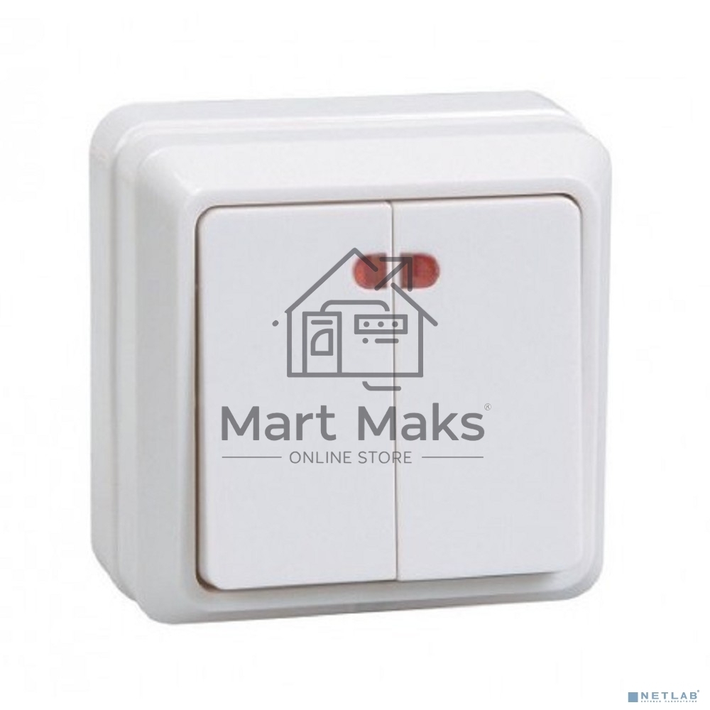 Выключатель 2-кл. ОП ОКТАВА с инд. 10А IP20 ВС20-2-1-ОБ белый ИЭК EVO21-K01-10-DC