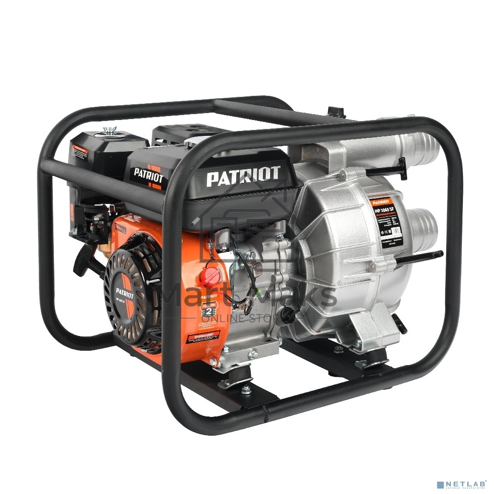 Мотопомпа PATRIOT MP 3065 SF4т АИ92 210см3 7.0лс самовс. 65м3/ч 1100л/мин гл.7м напор30м 3'' 3.5л