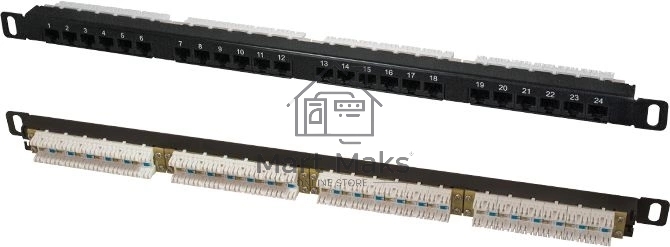 Патч-панель высокой плотности 19', 24хRJ-45, UTP, Cat.5e, 0,5U