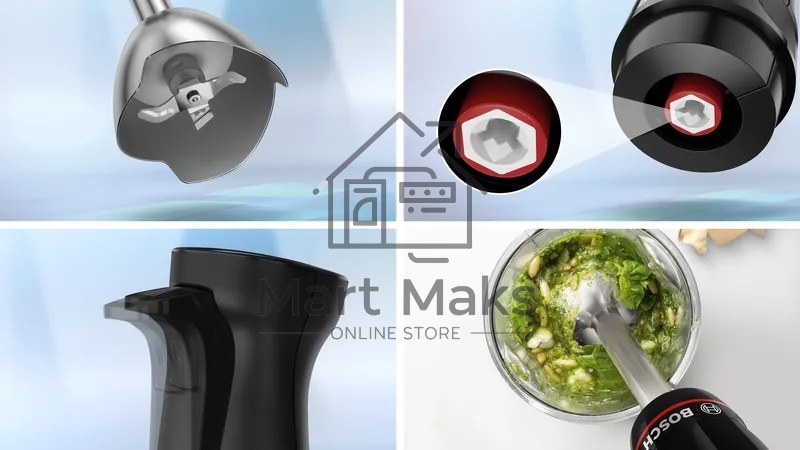 Блендер Bosch MSM4B623, погружной, мощность 1000 Вт, механическое управление, 5 насадок,  черный