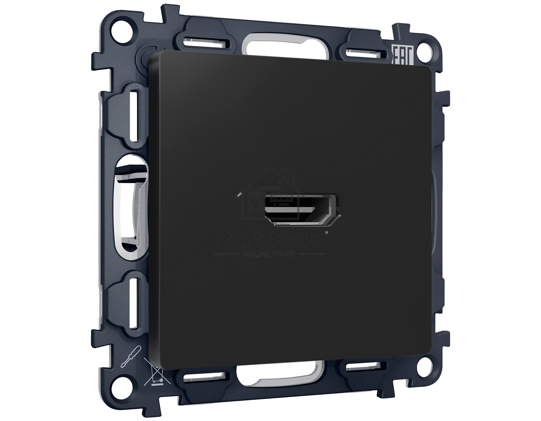 Комплект механизма розетки HDMI 2.0 ALFA Черный матовый 40V/500mA 2.0GHz 5-18Gbit/s QUANT (AP8140, VM222) MA814010