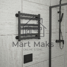 Полотенцесушитель дизайнерский электрический BAU Elite Black 53х52, подключение справа, черный матов