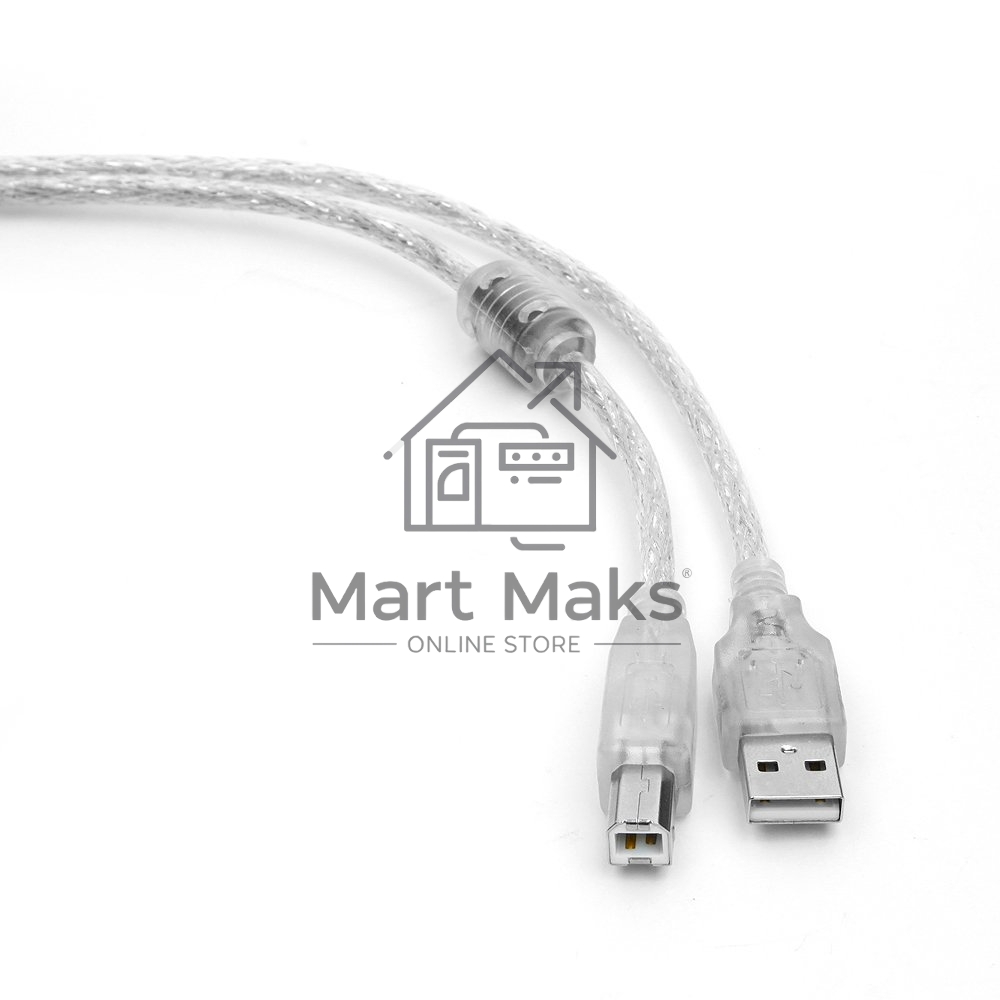 Кабель USB2.0 Cablexpert CCF-USB2-AMBM-TR-15, AM/BM, медь, двойн.экран, фер.кольцо, Pro, 4.5м, прозрач, пакет