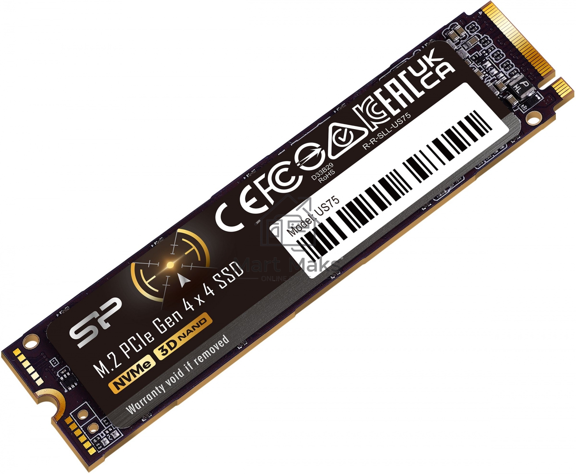 Накопитель SSD Silicon Power US75, 1000GB, M.2 2280, PCIe 4.0 x4, NVMe, R/W 7000/6000