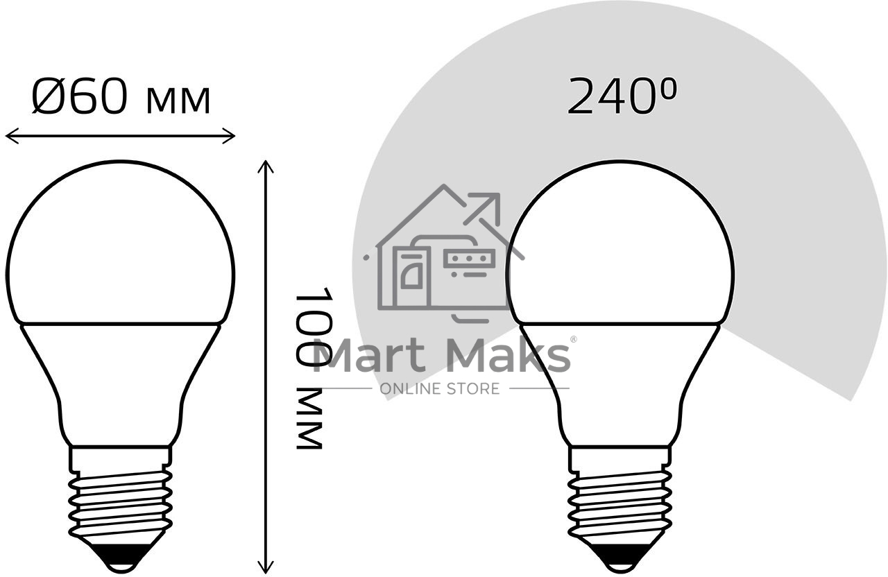 Лампа A60 10W E27 RGBW димирование LED 1/50