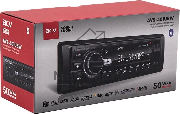 Автомагнитола ACV AVS-401UBW 1DIN 4x50Вт v5.0 AUX 2 (43343)