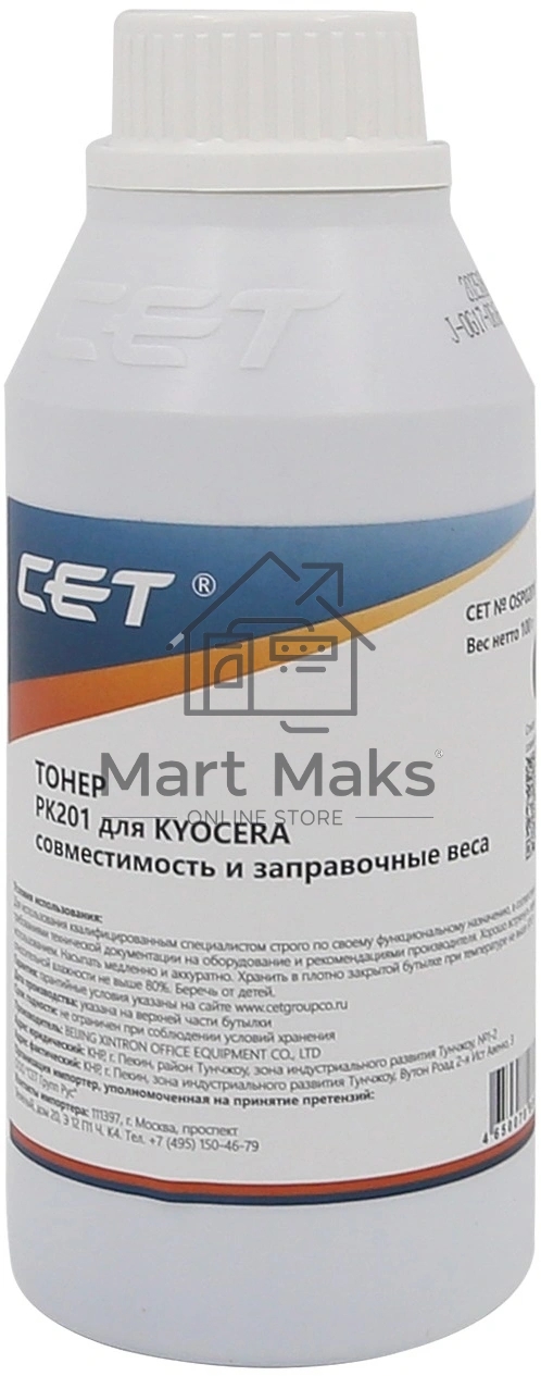 Тонер CET PK201 OSP0201K-100 черный бутылка 100гр. для принтера Kyocera ECOSYS P6030cdn/M6026cdn