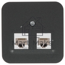 Розетка компьютерная 2-ая компьютерная RJ45, кат.5E, изол. пластина SE Blanca наруж Антрацит