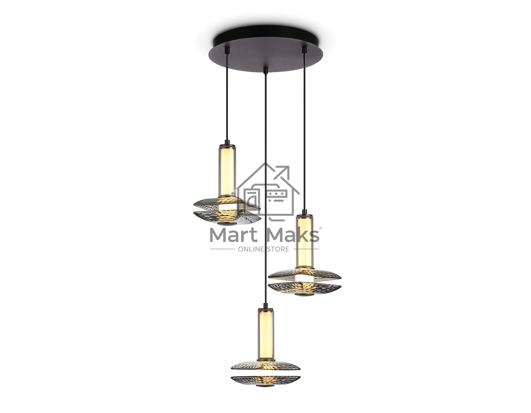 Подвесной светодиодный светильник Ambrella light LH31012/3 GR/SM серый/дымчатый 35W 3000K D450*1790