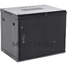 Шкаф коммутационный Rexant настенный 9U 400x542 мм пер. дв. металл черный