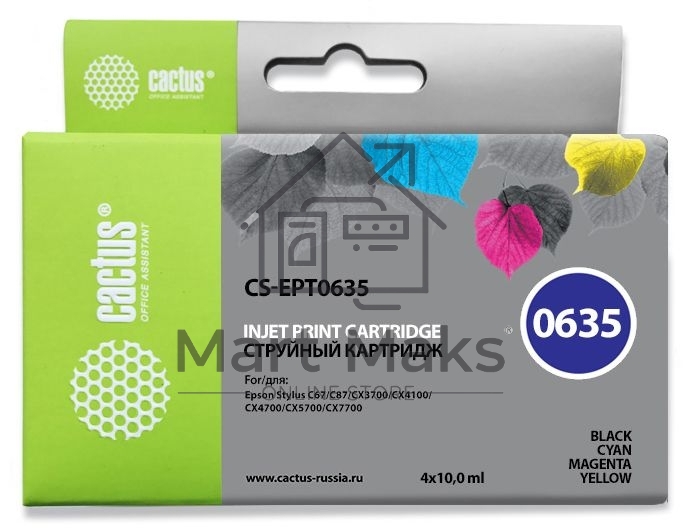 Картридж струйный Cactus CS-EPT0635 многоцветный (40 мл) для Epson Stylus C67/C87/CX3700/CX4100/CX4700