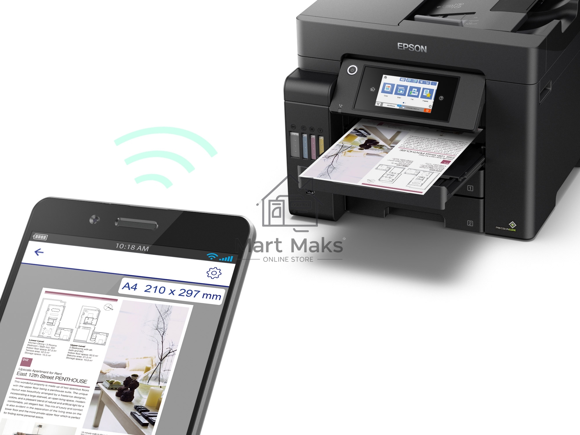 МФУ струйный Epson L6550 (C11CJ30404), A4, цветной, печ. до 25/12 стр/мин.(ч/б/цв.), скан. до 27.5 стр/мин., 4800x2400 dpi (печ.), 2400x1200 dpi (скан.), Ethernet, USB, Wi-Fi