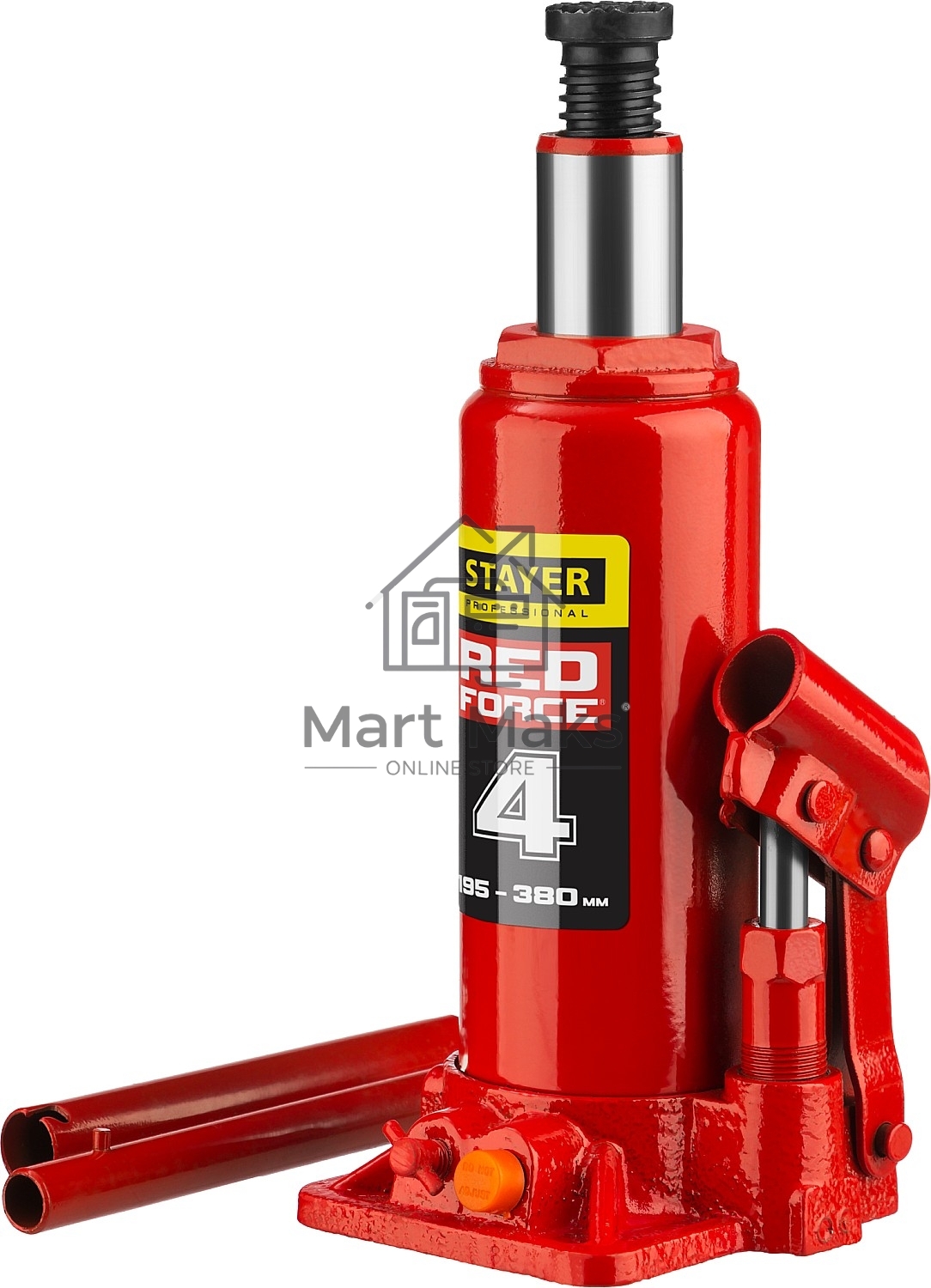 Домкрат STAYER 43160-4_z01гидравлический бутылочный red force 4т 195-380мм