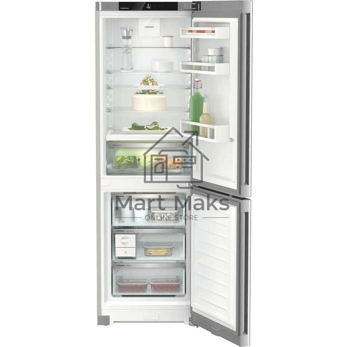 Холодильник Liebherr Plus CBNsdc 522i-22 001 серебристый SmartSteel двухкамерный 216/94л морозилка снизу, No Frost