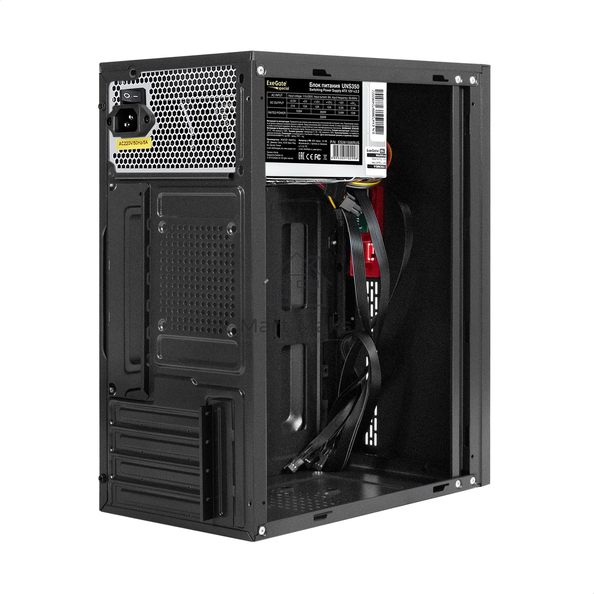 Компьютерный корпус Minitower ExeGate BAA-403-UNS350 (mATX, БП UNS350 с вент. 12см, 2*USB, HD Audio, черный)