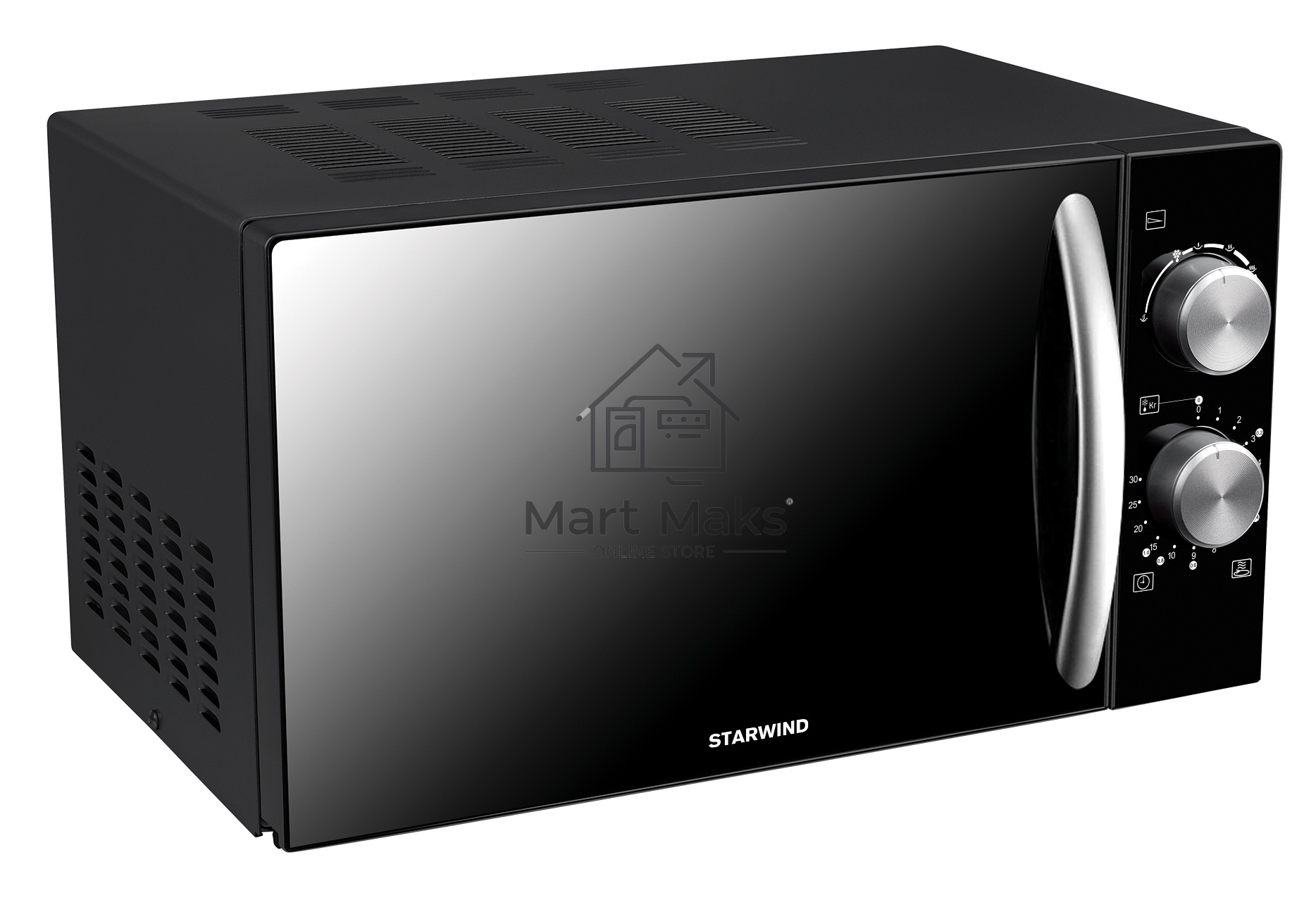 Микроволновая печь Starwind SMW3420 черный/хром, 20 л, 700 Вт, переключатели - поворотный механизм