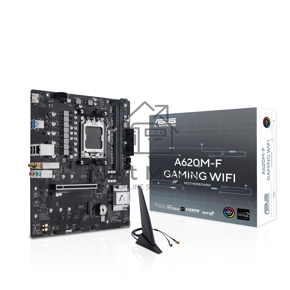 Материнская плата ASUS A620M-F GAMING WIFI, AM5, AMD A620, 2xDDR5, 2xM.2, 1xPCIe 4.0 x16, 1xHDMI, 1x2.5Gb LAN, Wi-Fi 6E, Bluetooth 5.3, 2xUSB-A 5Gbps, 2xUSB-A 2.0, 3x3.5 мм, 7.1, mATX