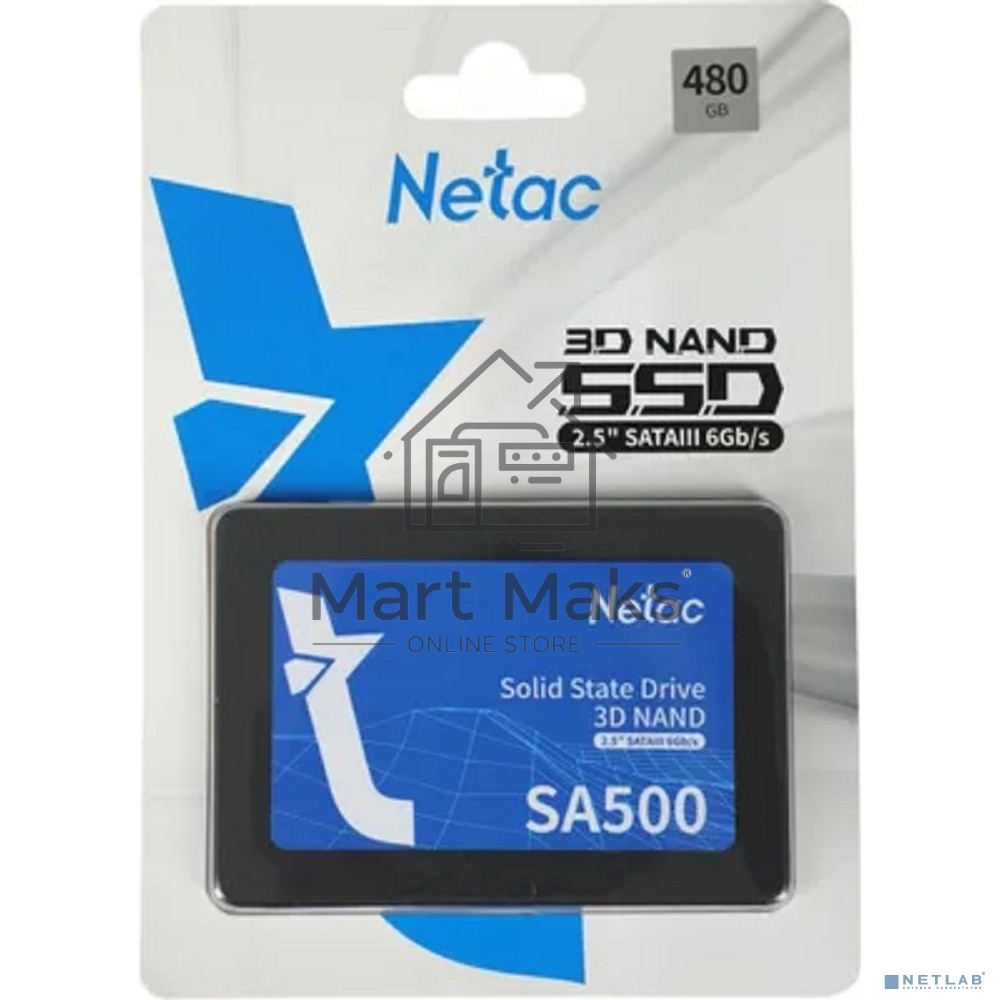 Накопитель SSD Netac SA500, 480Gb, SATA III, 2.5