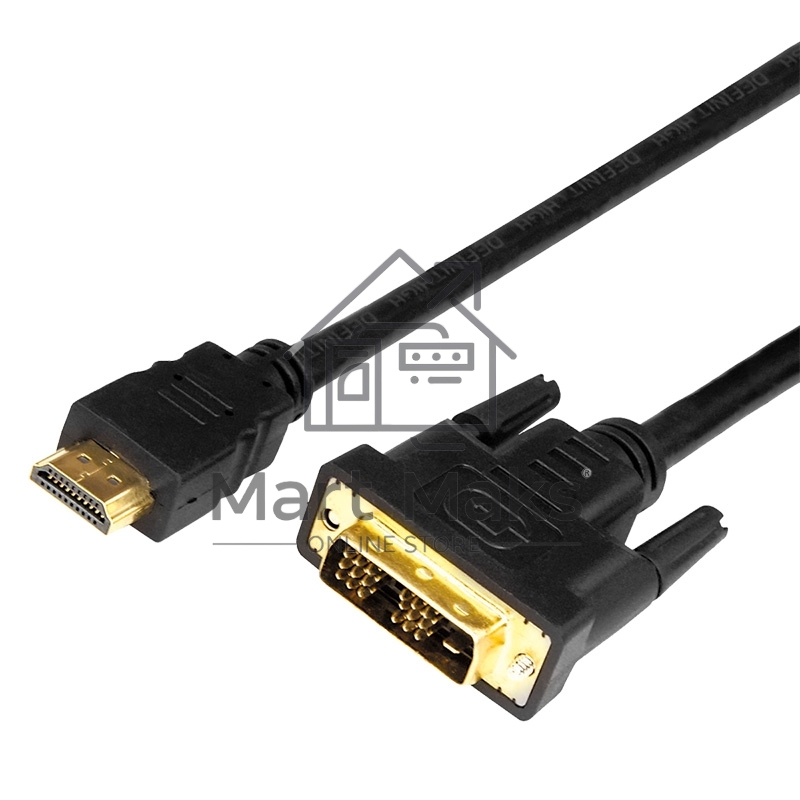 Шнур HDMI - DVI-D с фильтрами, длина 2 метра (GOLD) (PE пакет) Rexant