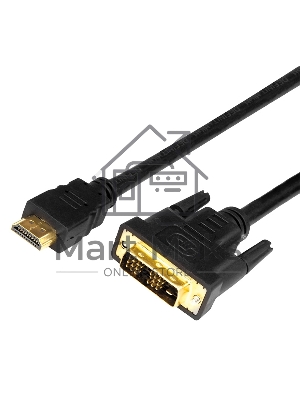 Шнур HDMI - DVI-D с фильтрами, длина 2 метра (GOLD) (PE пакет) Rexant 17-6304