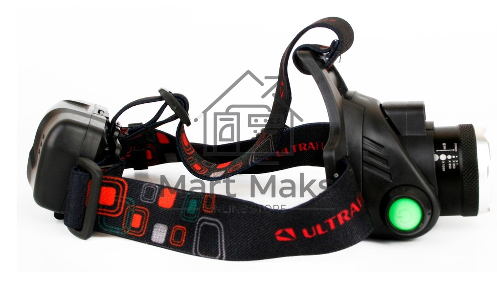 Фонарь Ultraflash налобный с аккумулятором E1336 3,7В, черный, 1LED, 4 Ватт, фокус, 2 ак 4 реж, сенсор, бокс