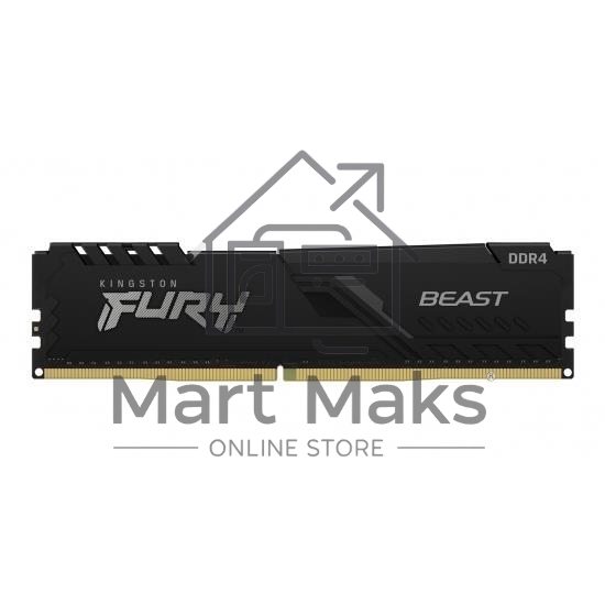 Оперативная память Kingston Fury Beast, DDR4, 32GB (1x32GB), 3200MHz, CL16, DIMM, с радиатором, черный