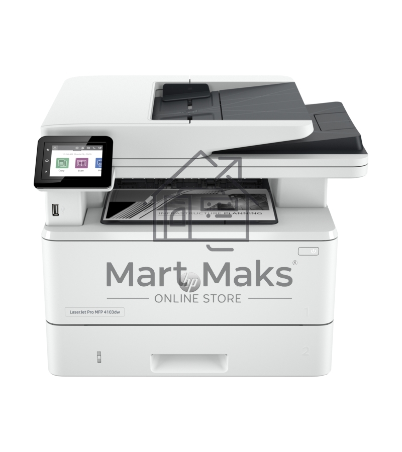 МФУ лазерный HP LaserJet Pro 4103dw (2Z627A), A4, ч/б, печ. до 40 стр/мин., скан. до 29 стр/мин. (ч/б) 20 стр/мин. (цвет), 1200 x 1200 dpi, USB, RJ-45, Wi-Fi, Air Print, Mopria