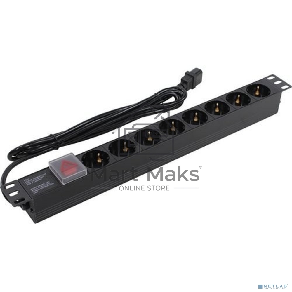 Блок розеток горизонтальный ExeGate ServerPro PDU-19H806 Al-8S-C14-3-SW, 19