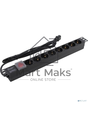 Блок розеток горизонтальный ExeGate ServerPro PDU-19H806 Al-8S-C14-3-SW, 19