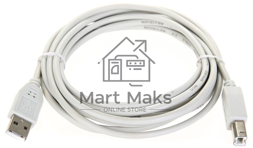 Кабель AM/BM USB2.0 3м Telecom USB 2.0 A-->B 3.0m, белый/серый, TC6900-3.0M