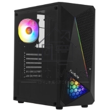 Компьютерный корпус Miditower ExeGate EVO-8225-NPX500 (ATX, БП 500NPX с вент. 12см, 2хUSB+1хUSB 3.0, черный, 2 вент. с RGb подсветкой и полоса на передней панели, боковая панель - закаленное стекло)