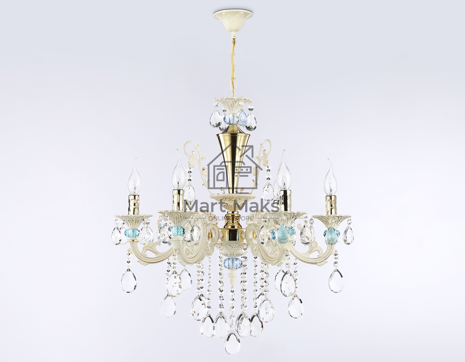 Светильник Ambrella light TR4923/6 GD/WH/BL золото/белый/голубой E14*6 max 40W D600*620