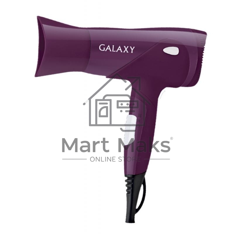 Фен для волос Galaxy Line GL 4315, сиреневый, 1800 Вт, 2 скорости, 3 температурных режима, функция «холодный воздух», защитная решетка, насадка-концентратор, подвесная петля, складная ручка