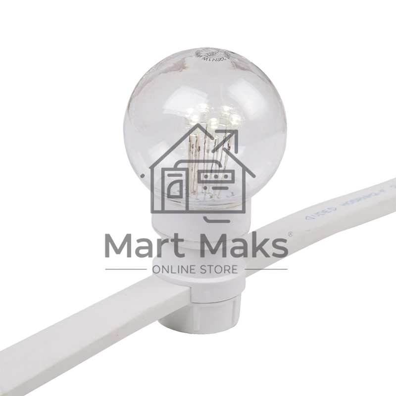 Гирлянда LED Galaxy Bulb String 10м, белый КАУЧУК, 30 ламп*6 LED БЕЛЫЕ, влагостойкая IP65